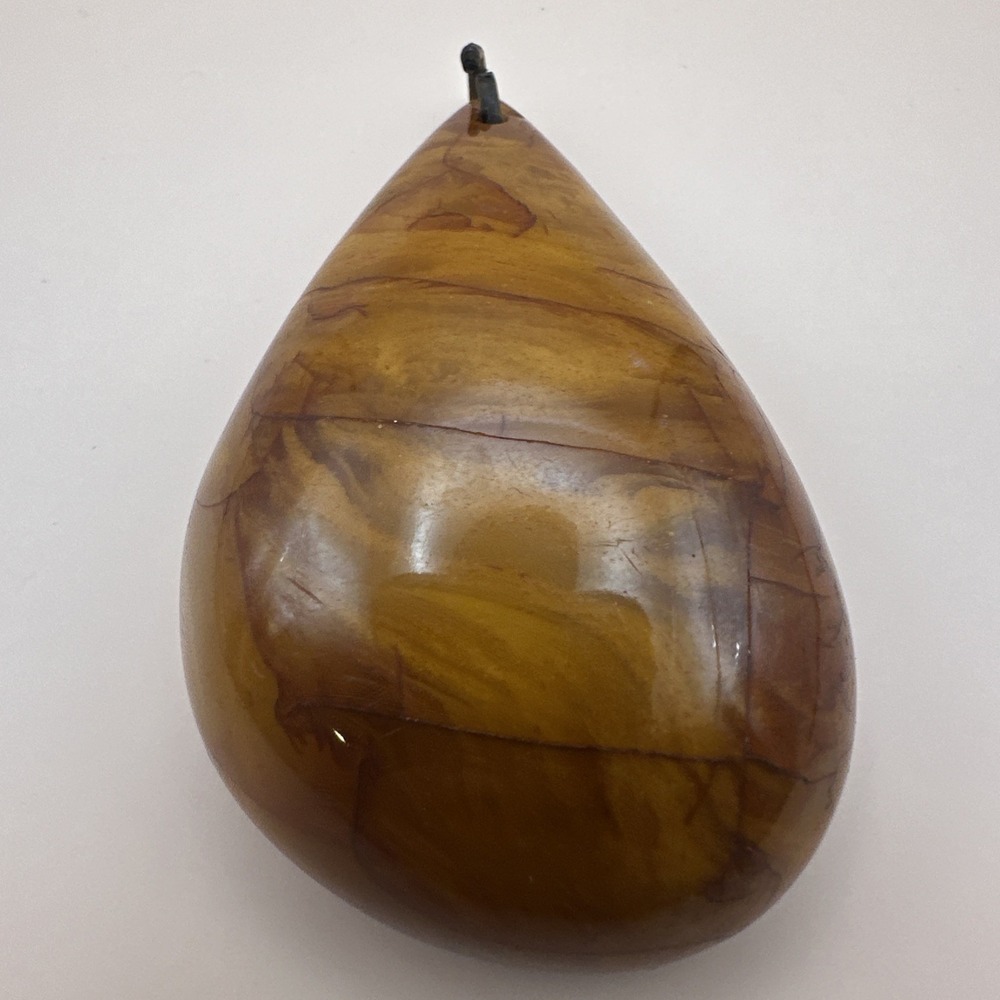 Vintage Large‎ Marbled Amber Brown Teardrop Resin Pendant Bakelite Style
